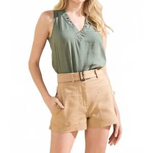 NEW SKUNK stitched shorts and belt in caqui